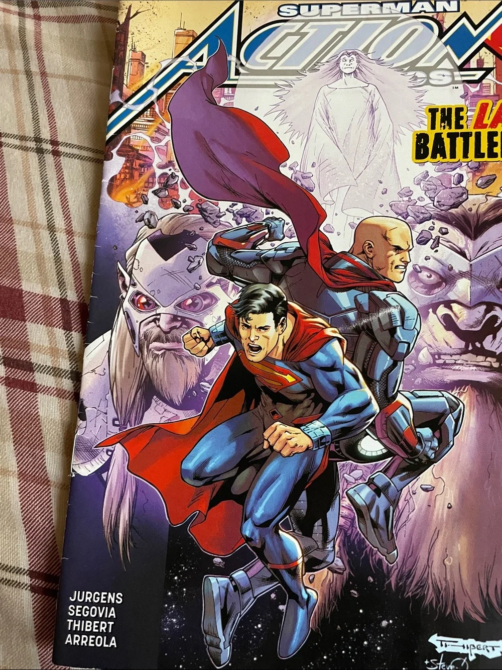 Superman Comic Cover Throw Blanket - Red, Blue